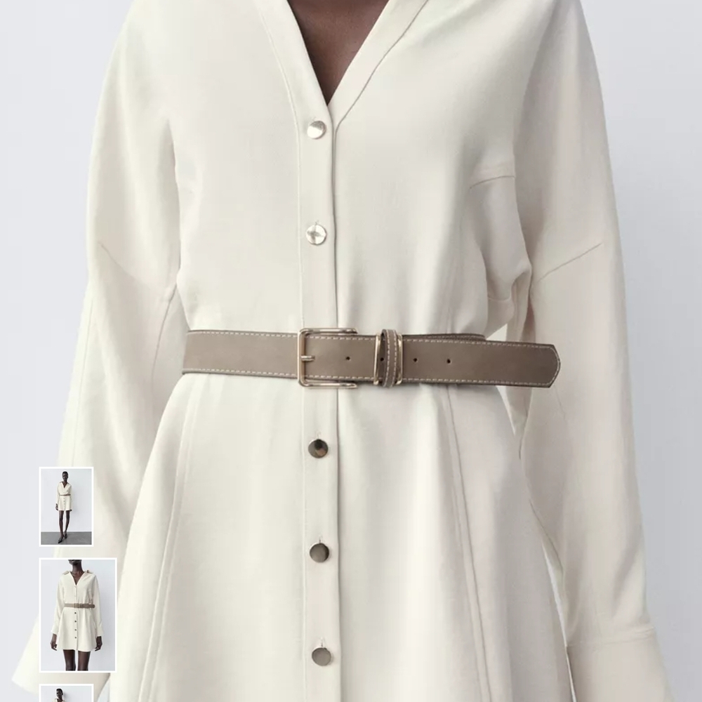 Zara Cream Belted Mini Dress - Picture 4 of 8